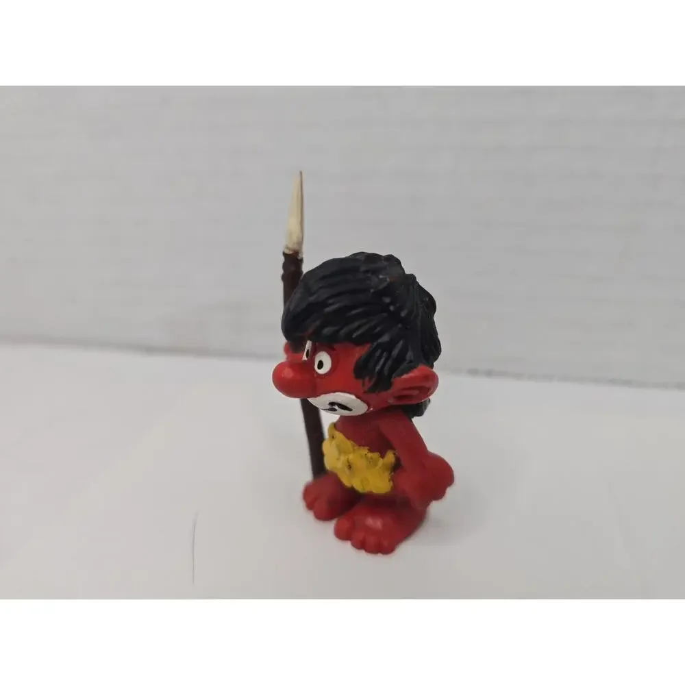 Vintage 1970s Smurfs Jungle Native Wild Smurf Figure, Bully Figurine